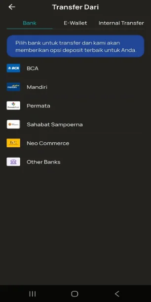 Transfer Dari - Pilih Bank