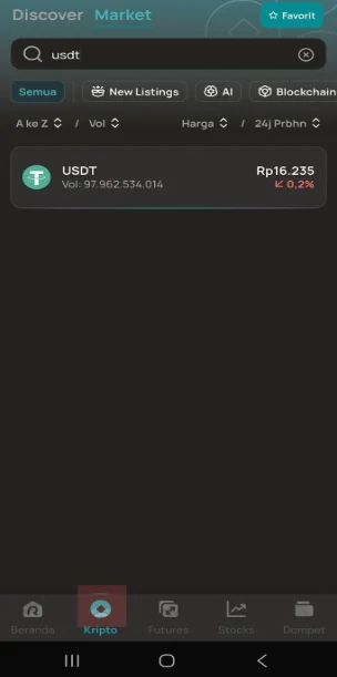 Cari USDT di Reku